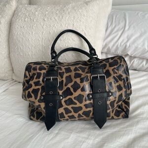DANIELA Leopard Print Purse w/ Black Leather Accents